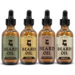 Striking Viking Beard Oil Variety Pack - 4 x 0.66 Fl Oz, Vanilla, Sandalwood, Cedarwood & Citrus - Hydration Boost with Tea Tree Oil - Promotes Fuller Beard Growth - Cedarwood & Vanilla Scent Fusion