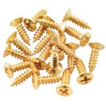 Musiclily Basic 2.5x10mm Metal Metric Thread Guitar Pickguard Jack Screws Truss Rod Cover Mounting Screws for Epiphone Les Paul Style, Gold (Set of 20)