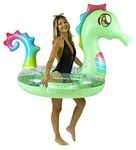 Poolcandy Inflatable Glitter Animal Collection - Jumbo Pool Float - Summer Pool Raft Lounge for Adults & Kids (Seahorse)