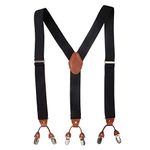 PELUCHE Men's Novelist Charmer 3.5cm Strap Width Elastic Suspenders (Black)