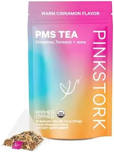 Pink Stork PMS Tea: Organic Warm Cinnamon Tea, Bloating Relief for Women, Natural Period Relief from Cramping, Heavy Flow, Nausea Relief, & Hormonal Migraine Relief, Women-Owned, 30 Cup