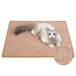 FUKUMARU Cat Scratcher Mat, 23.6 X 31.5 Inch Natural Sisal Cat Scratch Mats, Horizontal Cat Floor Scratching Pad Rug, Protect Carpets and Sofas Brown