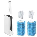 AnMelon Wall Toilet Wand Kit，Disposable Toilet Brush With Holder. Disposable Toilet Cleaning System with 16 Toilet Wand Replacement Heads