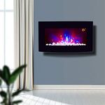 2024 TruFlame 71.8cm Wide Wall Mounted Black Arched Glass Electric Fire with Pebble Effect and GLOW Side LEDs