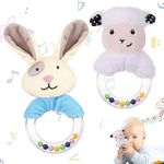 Heyu-Lotus 2Pcs Baby Soft Rattle Sensory Toys,Newborn Baby Rattle Stuffed Sheep Hand Rattle Animals Hand Grip Set Early Educational Toy for Toddler 0 3 6 9 12 Month Infant Boys Girls Shower Gift