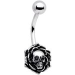 Body Candy Womens Stainless Steel Black Halloween Skull Rose Belly Button Ring