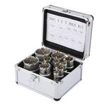 Vearter 10PCS TCT Hole Saw Set, 16-53mm Tungsten Carbide Tipped Drill Bit Cutter Tools for Stainless Steel Plate Iron Metal