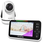 Firskids Baby Monitor, 5'' Video Baby Monitor with Camera and Audio, Large Screen Remote Pan-Tilt-Zoom |Infrared Night Vision, Temperature Display, Lullaby, Two Way Audio, 960ft Range