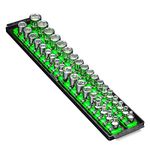 Ernst Manufacturing 8485 Socket Boss, Premium 2-Rail, 3/8 Inch-Drive Socket Organizer, 18-Inch, Green