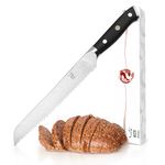 KOI ARTISAN Damascus Bread Knife - 8 Inch Razor Sharp Edge – Chef Knife 67 Layers of Japanese VG10 Super Steel - Military Grade G10 Handle Kitchen Knives