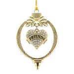 Inspired Silver - Best Friends Charm Ornament - Gold Pave Heart Charm Holiday Ornaments with Cubic Zirconia Jewelry