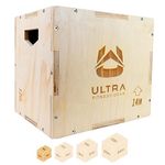 Ultra Fitness Gear Plyo Box - Wooden 3-in-1 Plyometric Jump Box for Training - Squat, Step Up, Box Jumps & More - Workout Box Size in S, M, L & XL - Home Gym Exercise Equipment