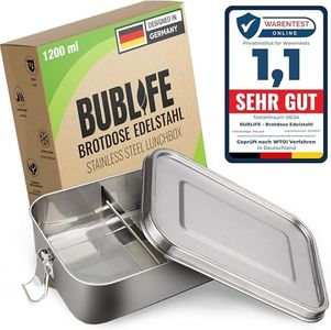 Bublife Fiambrera de 1200 ml, fiambrera para niños con compartimentos, caja bento para niños, fiambrera para adultos, de acero inoxidable con compartimentos, fiambrera para adultos