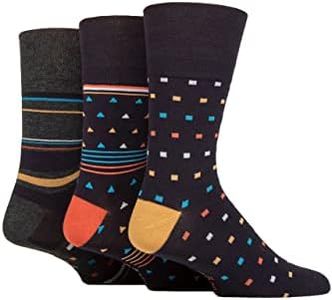 SOCK SHOP GENTLE GRIP 3Pk Bamboo Crew Socks-Prints-Mens 6-11 - 3 pair - Mustard Metropolis