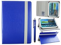 Emartbuy Universal 10-11.5 Inch Royal Blue Multi Angle Folio Wallet Case Cover With Card Slots Grey Elastic Strap and Stylus Pen Compatible With Selected Devices Listed Below