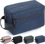 HirTa Letro Travel Toiletry Bag For Women And Men(15 Cm), Water-Resistant Shaving For Toiletries Accessories, Foldable Storage With Divider And Handle For Cosmetics Brushes Tools (Denim Blue)