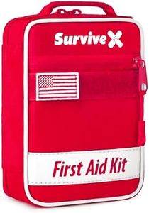 SurviveX Small First Aid Kit for Car, Travel & Home - Emergency Kit for Hiking, Camping, Backpacking and Outdoor Adventures - Includes Zip Stitch Wound Closure Strips