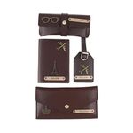 AICA Personalized Name & Charm Passport Cover Combo Giftset for Women (DarkBrown)| Corporate Farewell Retirement Thank You Gift for Office Colleagues Clients Employees