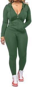 BNGPIKLY Women Jogging Suits Zip Up Spring Active Sets for Women 2 Piece Jacket Bodycon Sexy Legging Sweatpants Green L