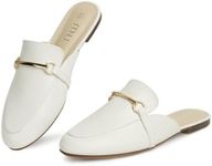 MUSSHOE Mules for Women Flats Comfortable Slip on Women Mules Backless Loafers,White pu 7