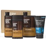 Every Man Jack Men�’s Amber + Sandalwood Bath and Body Gift Set - Clean Ingredients & Sandalwood, Amber, and Vetiver scent - Round Out His Routine with Body Wash, 2-in-1 Shampoo, Deodorant & Face Wash