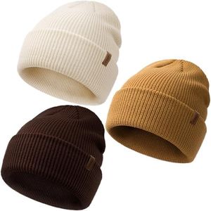 Bebila Baby Beanie Toddler Infant Winter Hats Knit Warm Caps for Boys Girls (US, Age, 6 Months, 36 Months, Camel+Beige+Chocolate)