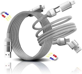 GDSanlian 240W USB C Charging Cable,Magnetic 4-in-1 USB C to USB C Data Cable Belt for Lightning Cable， Suitable iPhone 15/Pro/Plus/Pro Max MacBook、iPad、Samsung Series、Android、（1M/Silver Gray