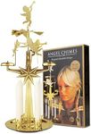 Angel Chimes The Original & Traditional Decorative Swedish Candle for Christmas - Metal Chime Carousel, Authentic, Scandinavian, Decoration & Ornament for Home and Kitchen (+4 Candles)