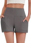 PINSPARK Sports Shorts Women High Waist Sports Shorts Running Shorts Short Jogging Pants Wide Leg Quick-Drying Summer Yoga Gym Shorts Training Shorts Hiking Pants with 2 Pockets Dark Gray S