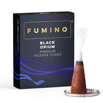 Fumino® Black Noir Fresh Incense Cones 20 per Box Masala Agarbatti Joss Scent Fragrance for Relaxation and Meditation, Home and House Décor