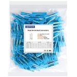 Heat Shrink Butt Connectors, 16-14 AWG 100Pcs Blue Waterproof Electrical Crimp Wire Splice for Marine, Cable, Wiring