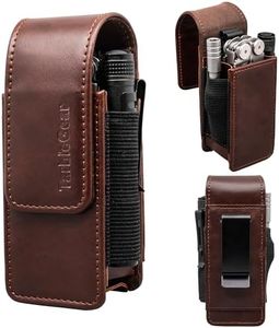 TarbicGear Multitool Holster with Belt Clip for Men, Faux Leather Multitool Sheath for Belt, Pocket Organizer for Work, Fits for Leatherman, SOG, Gerber Tools, Coffee