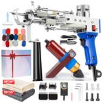 Rug Tufting Gun with Carpet Trimmer Kit - BESGEER-Rug-Tuft-Gun-with-Tufting-Shears, 2 in 1 Cut Loop Pile Carpet Gun and Carving Clippers, Rug Maker Machine Starter Kit& Trimmer& Cloth（Blue）