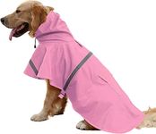 KUTKUT Pet Dog Raincoat Waterproof Hooded Dog Rain Jacket with Pocket Adjustable Lightweight Slicker Poncho with Reflective Strip for Small Medium Large Dogs (SIZE: XL, Pink)