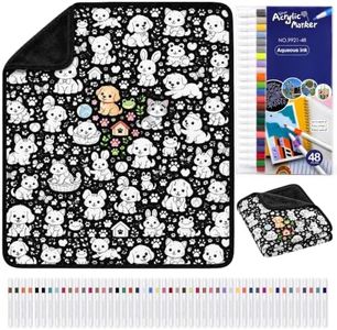 Halloween Washable Coloring Blanket Kit-48-Color Markers for Kids & Adults