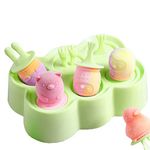 Popsicle Molds Silicone Ice Pop Molds 6 PCS Cute Cartoon Design DIY Popsicle Molds for Kids Baby Toddler, BPA Free Reusable Silicone Ice Popsicle Maker for Lollipop, Baby Food and Ice Cream Tray