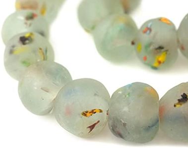 Super Jumbo Recycled Glass Beads - Beaded Wall Hangings - Extra Large African Sea Glass Beads 32-35mm - The Bead Chest (Rainbow Speckled)