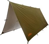 Texas Bushcraft Emergency Camping Tarp, Waterproof 10x10 Emergency Shelter for Backpacking and Hiking, 70D Ripstop Nylon Survival Tarp with Reflective Aluminized Polymer and Loop Ties with Grommets