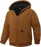 JACKETOWN Unisex Girls Boys Zip Up Hoodie Kids Fleece Jacket Sherpa Lined Sweatshirts Spring Fall Winter Coat Kids Casual Outerwear Deep Khaki 14-15 Years