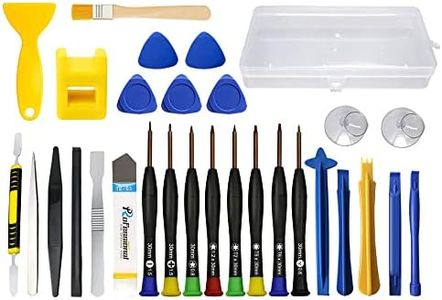 RealPlus 30pcs Kit d'outils de réparation de téléphone, avec 8 Tournevis de précision magnétiques et Levier d'ouverture, adapté pour Smartphones, Tablettes, Montre, Lunettes(30PCS)