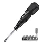 LOFICOPER Cordless Electric Screwdriver, Rechargeable Mini Electric Screwdriver Set, Power Repair Tool Kit with 10 Bits, LED Lights, Charging Cable, for Phones, PC, Glasses, Black