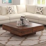 DecorNation Coventry Square Sheesham Wooden Coffee Table with Square Shape - Centre Piece, Walnut Finish for Living Room, Hall, Bedroom, Office Furniture (835 x 836 x 285 mm, Brown)