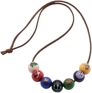 PRINCESS CUTENESS STORE Percy Jackson Annabeth Chase Brown Faux Leather Cord Colorful Painted Wooden Bead Demigod Olympian Necklace, Wood, No Gemstone