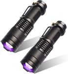 2 Pack UV Torch UV Light Ultraviolet LED Flashlight Blacklight Portable Flashlight Torches 395nm LED Mini Black Light Flashlights Detector Zoomable with Clip SK68(AA Batteries Not Included)