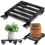 Plant Caddy with Wheels 12 Inch Heavy Duty Plant Dolly Rolling Stand with 4 360° Lockable Casters Plant Stands for Outdoor Plants, Black