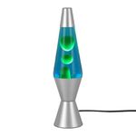 KARP 14.5 Inch Lava Lamp (Blue Water & Green Lava) | Silver Base, Metal & Glass | 220-240V 50Hz | R39 E14 25W Bulb | Run by Plug with Inline Switch | Ambient Night Lamp & Gift for Home Decor & Office