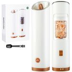 Gravity Electric Salt and Pepper Grinder Set, Adjustable Coarseness, Warm LED Light, One-Handed Automatic Operation, Battery Powered, White, Electric Pepper Mills