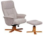 GFA Marseille Fabric Swivel Recliner Chair And Footstool In Wheat/Cherry