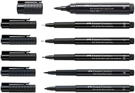 FABER-CASTELL 205012 - Set di punte nere con sei pennarelli a inchiostro Pitt Artist, diverse punte e larghezze di tratto: