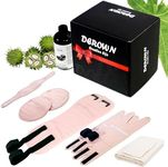 DEROWN Castor Oil Pack Wrap Kit - All in One Castor Oil Pack Gift Box with 8oz Castor Oil, 9 Pack Reusable Organic Cotton Castrol Oil Compressors for Whole Body